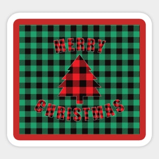 Merry Christmas Buffalo Plaids Christmas Tree Sticker